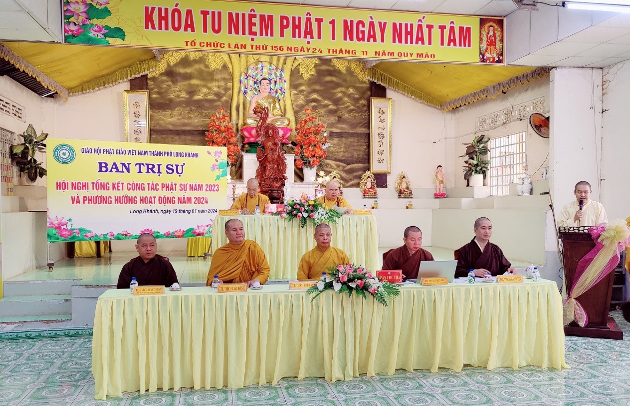 Long Khánh:  Ban Trị sự GHPGVN TP. Long Khánh tổ chức hội nghị tổng kết công tác Phật sự năm 2023 và phương hướng hoạt động năm 2024