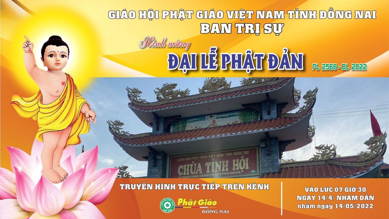 Trực tiếp: Ban Trị sự GHPGVN tỉnh Đồng Nai - Trang nghiêm tổ chức Đại lễ Phật Đản PL 2566 - DL 2022.