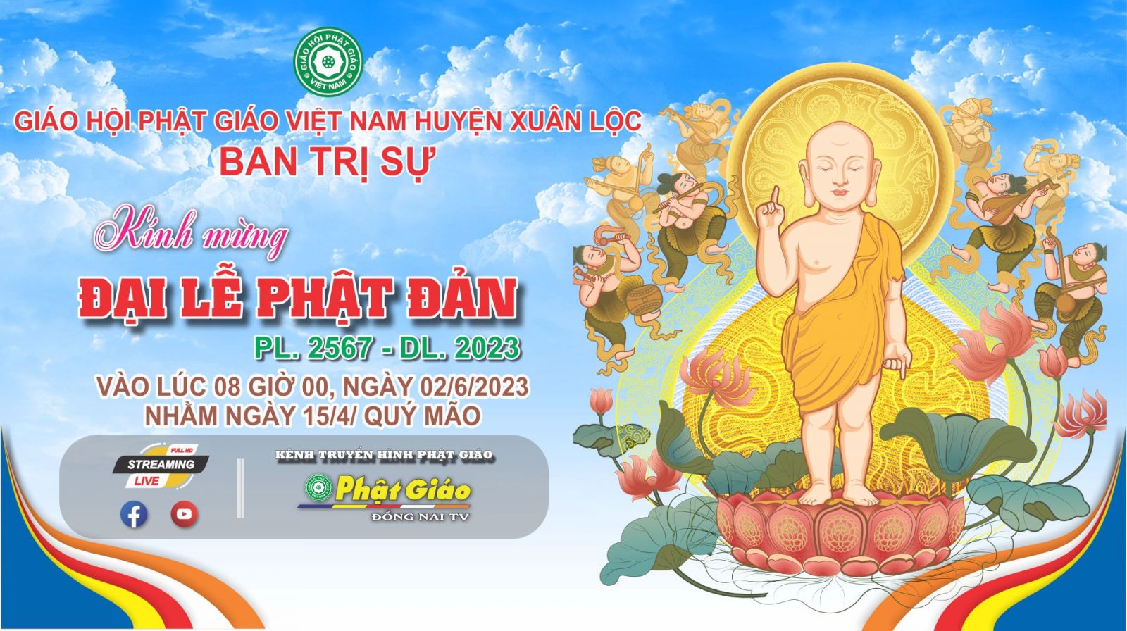Trực tiếp: Ban Trị sự GHPGVN huyện Xuân Lộc trang nghiêm tổ chức Đại Lễ Phật Đản PL. 2567 - DL. 2023