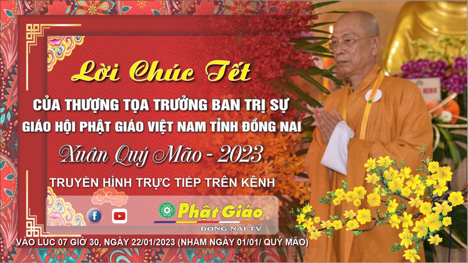 Lời Chúc Tết của Thượng tọa Trưởng Ban Trị sự GHPGVN tỉnh Đồng Nai - Xuân Quý Mão - 2023