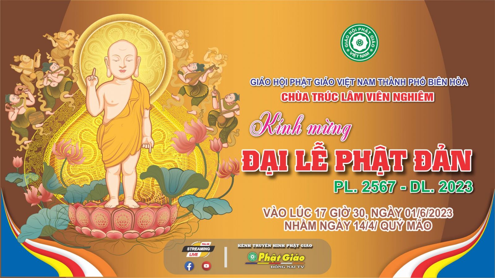 Trực tiếp: Trang nghiêm Đại lễ Phật đản PL. 2567 - DL. 2023 tại Chùa Viên Nghiêm Tp. Biên Hòa.