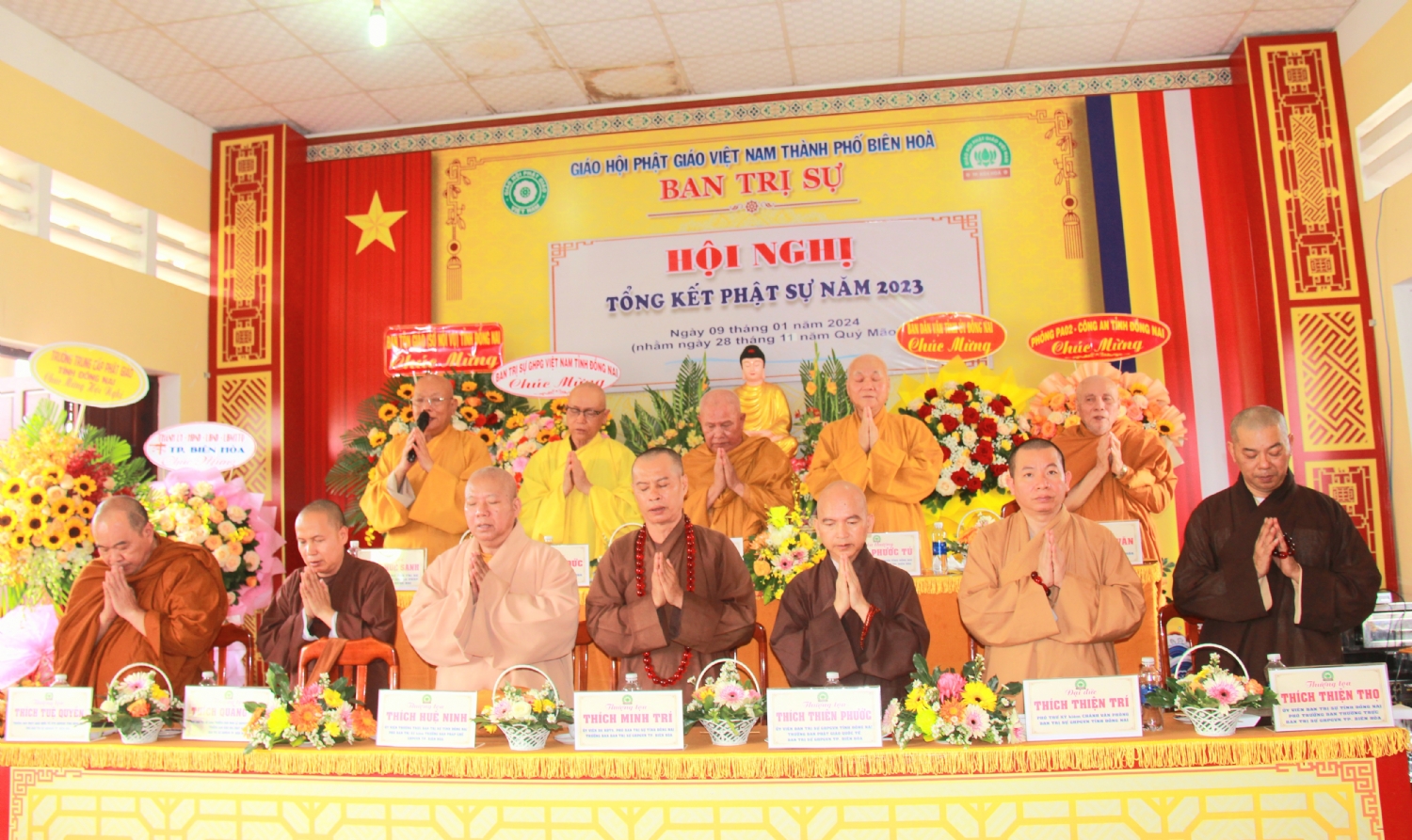 Biên Hòa: Trang nghiêm Hội nghị Tổng kết Phật sự năm 2023 của Ban Trị sự Tp. Biên Hòa