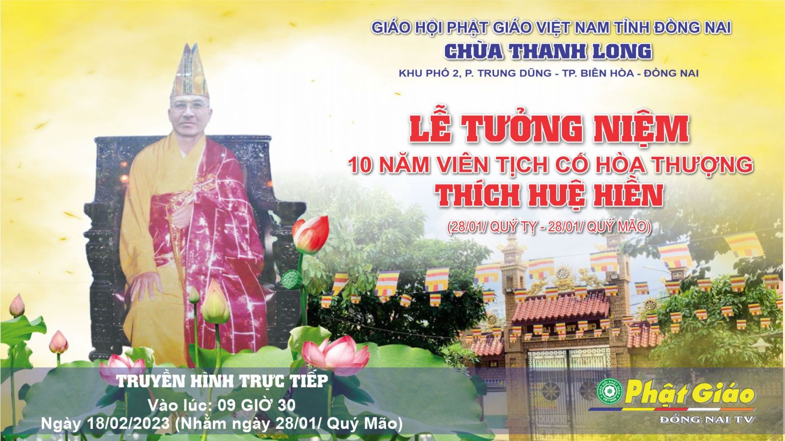 [Trực tiếp] Lễ Tưởng Niệm 10 năm Viên tịch cố HT. Thích Huệ Hiền - tại Chùa Thanh Long -Tp. Biên Hòa - Đồng Nai